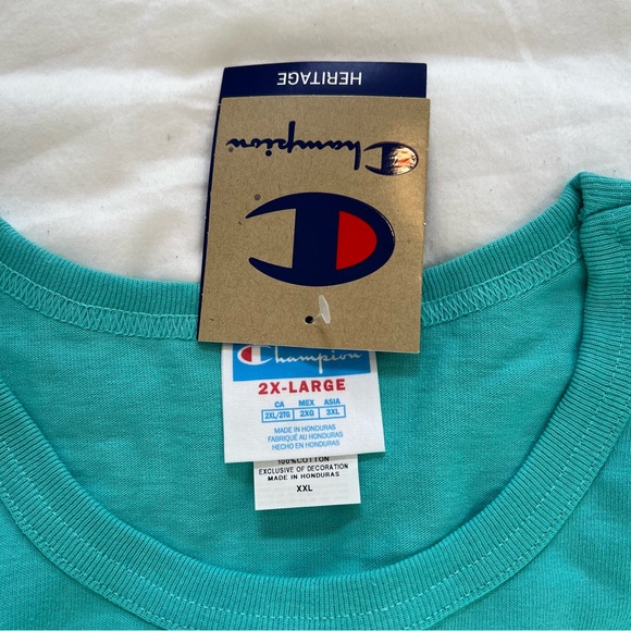 Champion Unisex Aqua Blue Crewneck Tee Size XXL - Picture 4 of 6